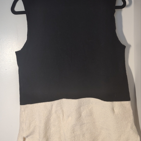 Tribal Brand Boiled Wool Tunic Vest with Pockets Black & White Colorblock #554 - Picture 2 of 4